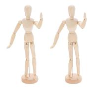 HAC24 Set di 2 manichini in legno naturale, 33 cm, con supporto, manichino mobile