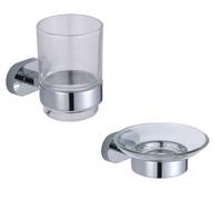 HAC24 Set Supporto Porta Sapone E Porta Spazzolini | Scodella Per Sapone Argento