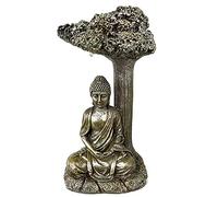 HAC24 Statua decorativa a LED solare, statua di Buddha con albero da giardino, lampada solare da giardino