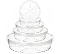 Hacaroa Confezione da 24 vassoi antigoccia trasparenti per piante, in plastica, per interni ed esterni, rotondi, 4 misure