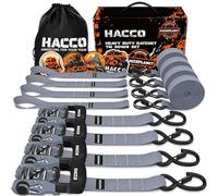 Haccoplanet Cinghie a cricchetto, resistenza alla rottura di 2.395 kg, set di cinghie a cricchetto resistenti da 4,1 cm x 2,3 m, con manico imbottito, gancio a S, anello morbido per UTV moto e camion