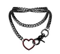 Haceolhada Collana a forma di cuore nero per le donne alla moda O-Ring collana girocollo a forma di cuore cubano catena regolabile Lariat Y-collana punk gotica gioielli per le donne
