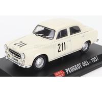 HACHETTE 1/43 MODELLINO AUTO STATICO PEUGEOT 403 MILLE MIGLIA 1957 BIANCO 1:43