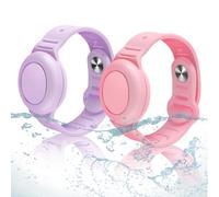 Hacintre Braccialetto per Apple AirTag Impermeabile, Anti-smarrimento e Anti-graffio Custodia Cover AirTag, Silicone Protettiva GPS Bambini Localizzatore Cinturino (Rosa+Viola)