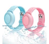Hacintre Braccialetto per Apple AirTag Impermeabile, Anti-smarrimento e Anti-graffio Custodia Cover AirTag, Silicone Protettiva GPS Bambini Localizzatore Cinturino (Rosa+Verde)