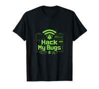 Hack My Bugs Debug Umorismo Pixel Hacker Verde Maglietta
