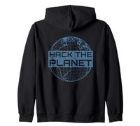 Hack The Planet - Blue Globe Design per Computer Hacker Felpa con Cappuccio