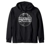 Hack The Planet - Blue Globe Design per Computer Hacker Felpa con Cappuccio