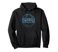 Hack The Planet - Blue Globe Design per Computer Hacker Felpa con Cappuccio