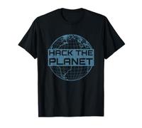 Hack the Planet - Blue Globe Design per Computer Hacker Maglietta