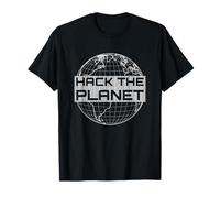 Hack The Planet - Blue Globe Design per Computer Hacker Maglietta