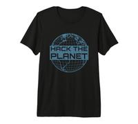 Hack The Planet - Blue Globe Design per Computer Hacker Maglietta Premium