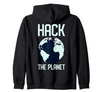Hack The Planet - Blue Globe Design per Gli Hacker di Computer Felpa con Cappuccio