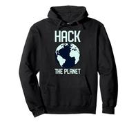 Hack The Planet - Blue Globe Design per Gli Hacker di Computer Felpa con Cappuccio