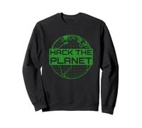 Hack The Planet T-Shirt - Design Verde per Computer Hacker Felpa