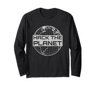 Hack The Planet - Testo Grigia per Hacker e programmatori Maglia a Manica