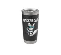 Hacker Cat Purrfessional Carino Gatto Con Il Computer Portatile Costume Bicchiere termico in acciaio inox doppia parete