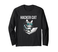 Hacker Cat Purrfessional Carino Gatto con Il Computer Portatile Costume Maglia a Manica
