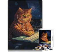 Hacker Cat Teenagers Puzzle da 1000 pezzi Divertente gioco cognitivo di apprendimento Premuroso Selezione Dimensioni 50x75cm