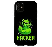 Hacker Cyber Security Pixel Art Duck Programmatore di hacking Custodia per iPhone 11