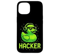 Hacker Cyber Security Pixel Art Duck Programmatore di hacking Custodia per iPhone 15