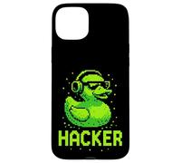 Hacker Cyber Security Pixel Art Duck Programmatore di hacking Custodia per iPhone 15 Plus