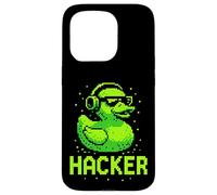 Hacker Cyber Security Pixel Art Duck Programmatore di hacking Custodia per iPhone 15 Pro