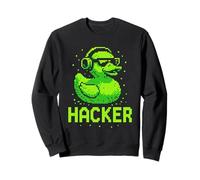 Hacker Cyber Security Pixel Art Duck Programmatore di hacking Felpa