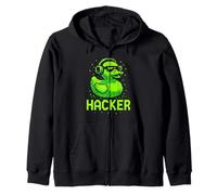 Hacker Cyber Security Pixel Art Duck Programmatore di hacking Felpa con Cappuccio