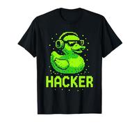Hacker Cyber Security Pixel Art Duck Programmatore di hacking Maglietta