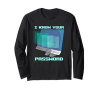Hacker Cybersecurity Conosci la Tua Password Funny Network Admin Maglia a Manica