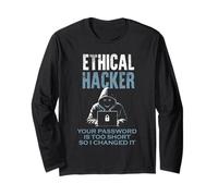 Hacker etico Divertente La Tua Password Troppo Breve Cybersecurity Maglia a Manica