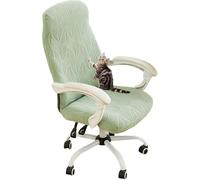 HACLEN Coprisedia da ufficio elasticizzato, antigraffio, in spandex, morbido, con cerniera, lavabile, per sedia girevole (verde, S)