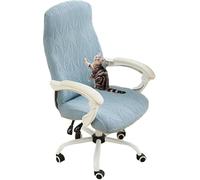 HACLEN Coprisedia da ufficio elasticizzato, antigraffio, in spandex, morbido, con cerniera, lavabile, per sedia girevole (blu, grande)