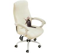 HACLEN Coprisedia da ufficio elasticizzato, antigraffio, in spandex, morbido, con cerniera, lavabile, per sedia girevole (beige, grande)
