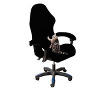 HACLEN Coprisedia elasticizzato per sedia da gaming, antigraffio, lavabile, con copribraccioli, tinta unita, per computer e ufficio, con cerniera (nero, taglia unica)