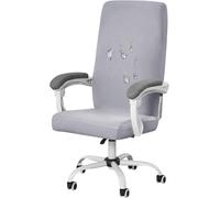 HACLEN Coprisedia impermeabile per sedia da ufficio e computer, in spandex con cerniera, lavabile, universale, con schienale alto (grigio chiaro, taglia unica)
