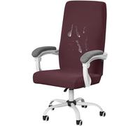 HACLEN Coprisedia impermeabile per sedia da ufficio e computer, in spandex con cerniera, lavabile, universale, con schienale alto (marrone, taglia unica)