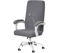 HACLEN Coprisedia impermeabile per sedia da ufficio e computer, in spandex con cerniera, lavabile, universale, con schienale alto (grigio scuro, taglia unica)