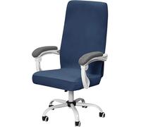 HACLEN Coprisedia in velluto per sedia da ufficio e computer, elasticizzato, antigraffio, morbido, con cerniera, lavabile, protezione per sedia girevole (blu navy, taglia unica)