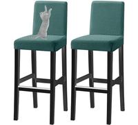 HACLEN Coprisgabelli Da Bar Jacquard Con Schienale Antigraffio Per Gatti, Coprisedie Elasticizzati Per Sgabelli Da Pub Coprisgabelli Morbidi Lavabili (verde,Set di 2)