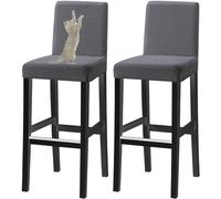 HACLEN Coprisgabelli Da Bar Jacquard Con Schienale Antigraffio Per Gatti, Coprisedie Elasticizzati Per Sgabelli Da Pub Coprisgabelli Morbidi Lavabili (Grigio scuro,Set di 2)