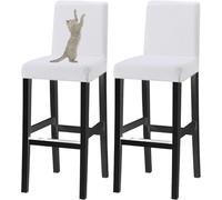 HACLEN Coprisgabelli Da Bar Jacquard Con Schienale Antigraffio Per Gatti, Coprisedie Elasticizzati Per Sgabelli Da Pub Coprisgabelli Morbidi Lavabili (bianco,Set di 2)