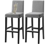 HACLEN Coprisgabelli Da Bar Jacquard Con Schienale Antigraffio Per Gatti, Coprisedie Elasticizzati Per Sgabelli Da Pub Coprisgabelli Morbidi Lavabili (Grigio chiaro,Set di 4)