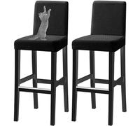 HACLEN Coprisgabelli Da Bar Jacquard Con Schienale Antigraffio Per Gatti, Coprisedie Elasticizzati Per Sgabelli Da Pub Coprisgabelli Morbidi Lavabili (nero,Set di 2)