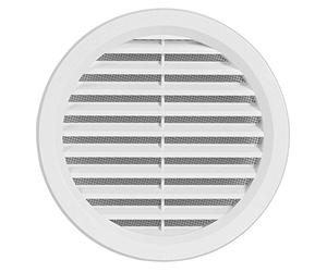 Haco VM140 - Griglia rotonda per ventilazione, in plastica, con flangia / bocchettone e protezione dagli insetti, 144 mm