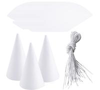 Haconba 60 pezzi bianco partito cono cappelli di carta di compleanno semplice cono cappelli con corda elastica per fai da te, artigianato, compleanno, Ringraziamento, Capodanno, forniture per feste