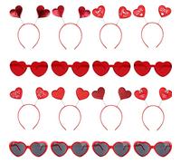 Haconba Confezione da 16 fasce per capelli a forma di cuore, per San Valentino, matrimonio, anniversario, festa di compleanno, accessori per foto