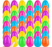 Haconba Confezione da 48 uova di Pasqua da 8,9 cm, colorate, riempibili, grandi, in plastica, per feste di Pasqua, caccia alle uova, riempitivi, 6 colori