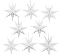 Haconba Confezione da 8 lanterne di carta a forma di stella 3D, a 7 punte, da appendere, per Natale, matrimoni, casa, feste di compleanno, 3 dimensioni